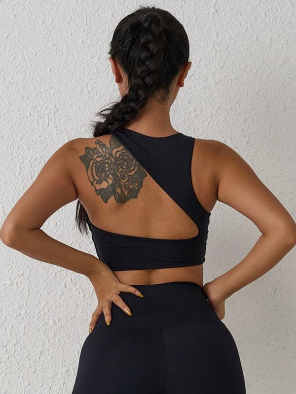 New beautiful back sports bra shock-proof yoga running high-intensity sports vest Black