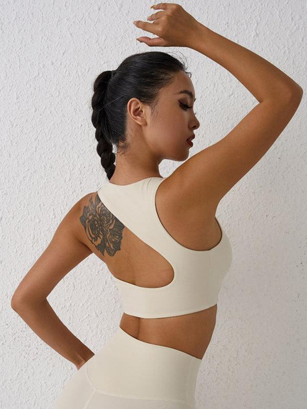 New beautiful back sports bra shock-proof yoga running high-intensity sports vest White