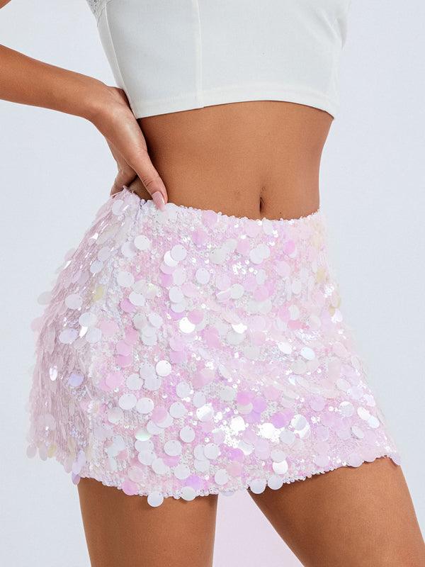 New arrival irregular size sequined fashionable skirt Pink