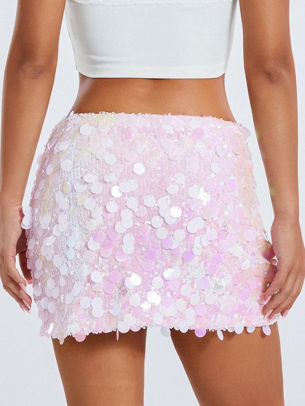 New arrival irregular size sequined fashionable skirt Pink