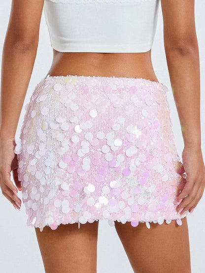 New arrival irregular size sequined fashionable skirt Pink