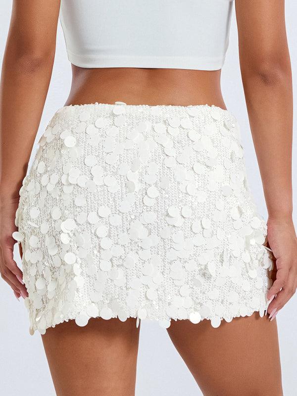 New arrival irregular size sequined fashionable skirt White