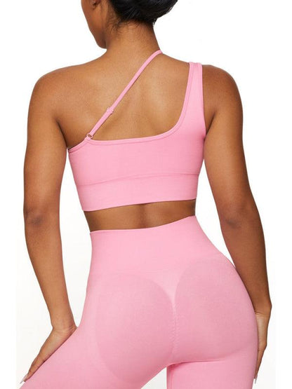 New seamless solid color knitted high elastic sports bra underwear Pink