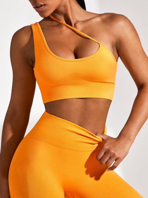 New seamless solid color knitted high elastic sports bra underwear Yellow