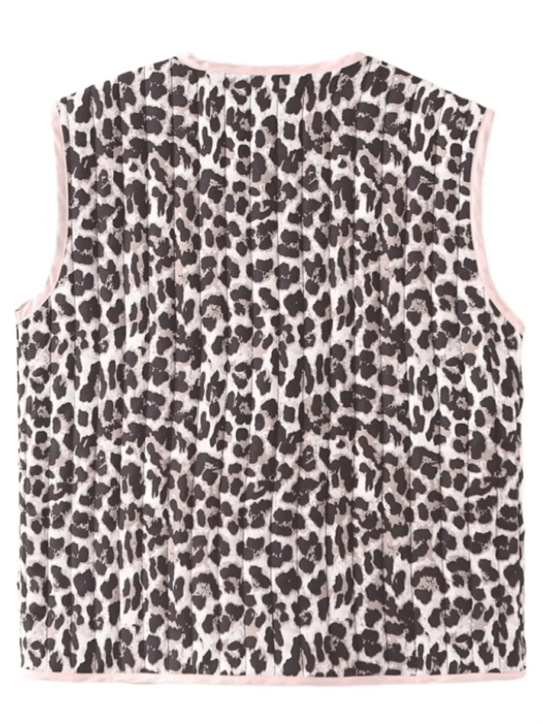 Ladies new casual leopard print bow tie vest Leopard