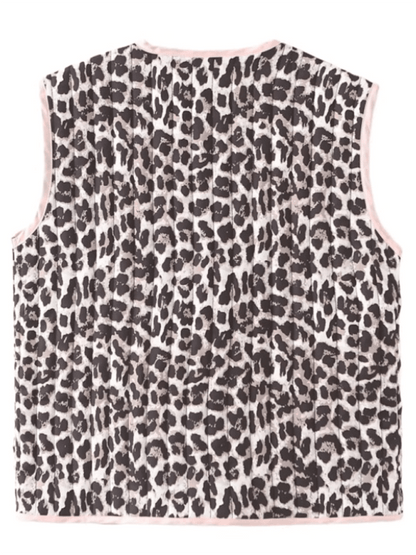 Ladies new casual leopard print bow tie vest Leopard