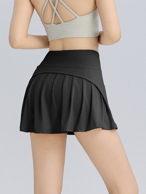 Sports short skirt anti-exposure high waist hip lifting running tennis skirt breathable A-line skirt Black