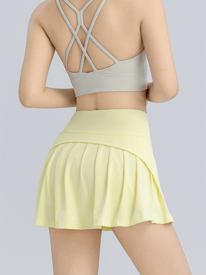 Sports short skirt anti-exposure high waist hip lifting running tennis skirt breathable A-line skirt Yellow