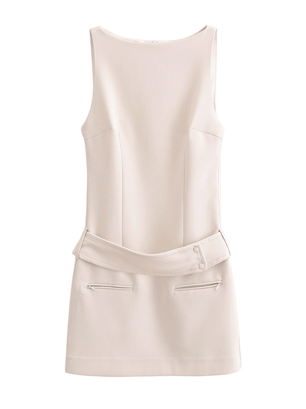 Belted fitted dress Cream