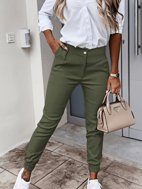 Casual Cropped Pants Deep green