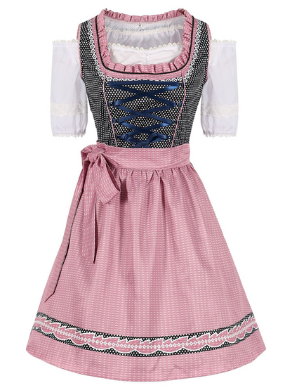 German Munich Oktoberfest pink plaid beer skirt cosplay stage performance costume Pink