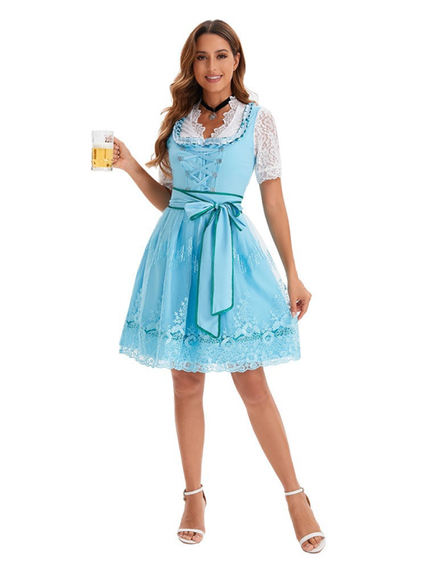 German Munich Oktoberfest Clothing Women's Printed Beer Clothing Dress Green