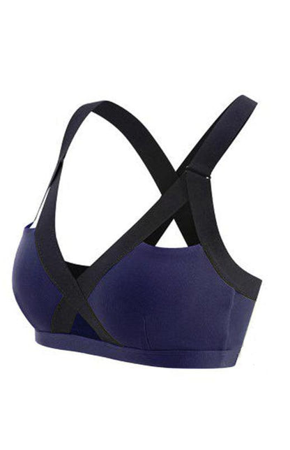 Color Contrast Sexy Cross Elastic Sports Bra Champlain color