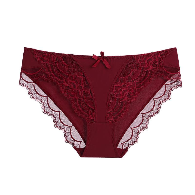 Women's Lace Comfort Breathable Briefs Wine Red